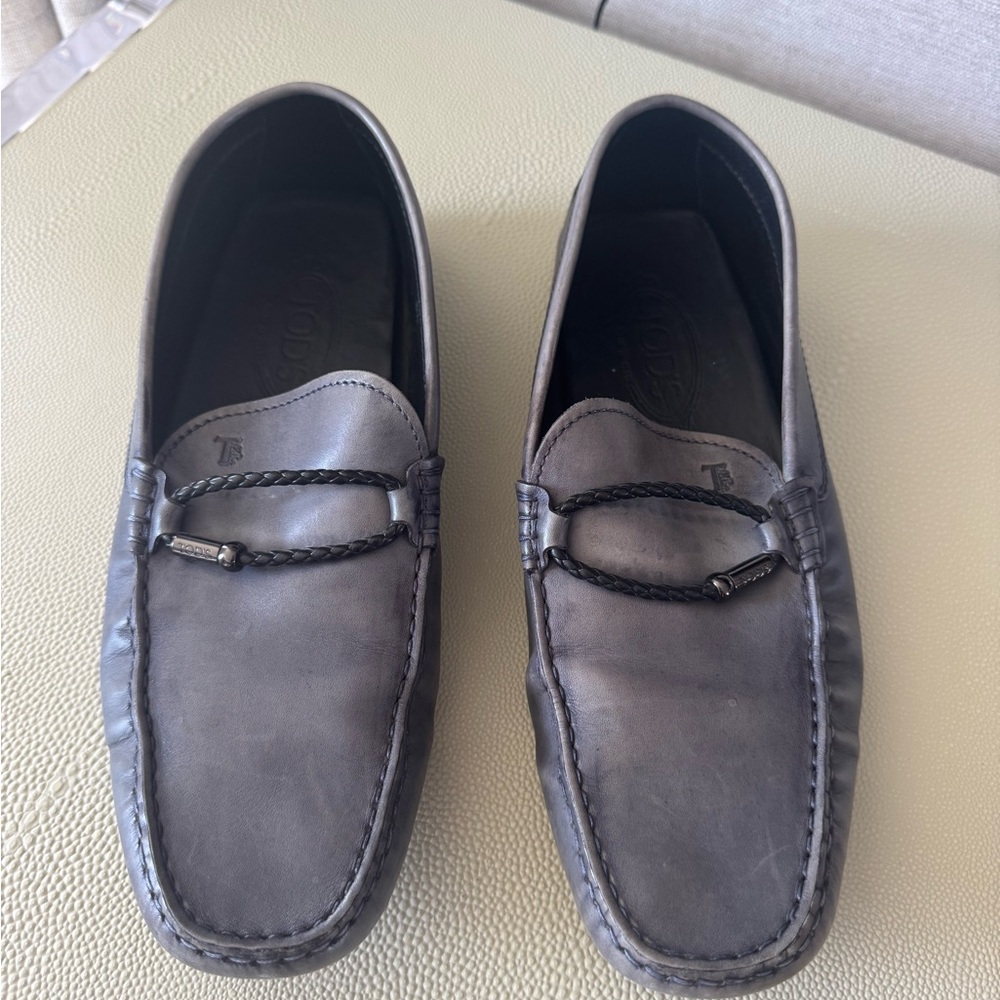Tod's Gray Loafers Slip-On Driving Shoes